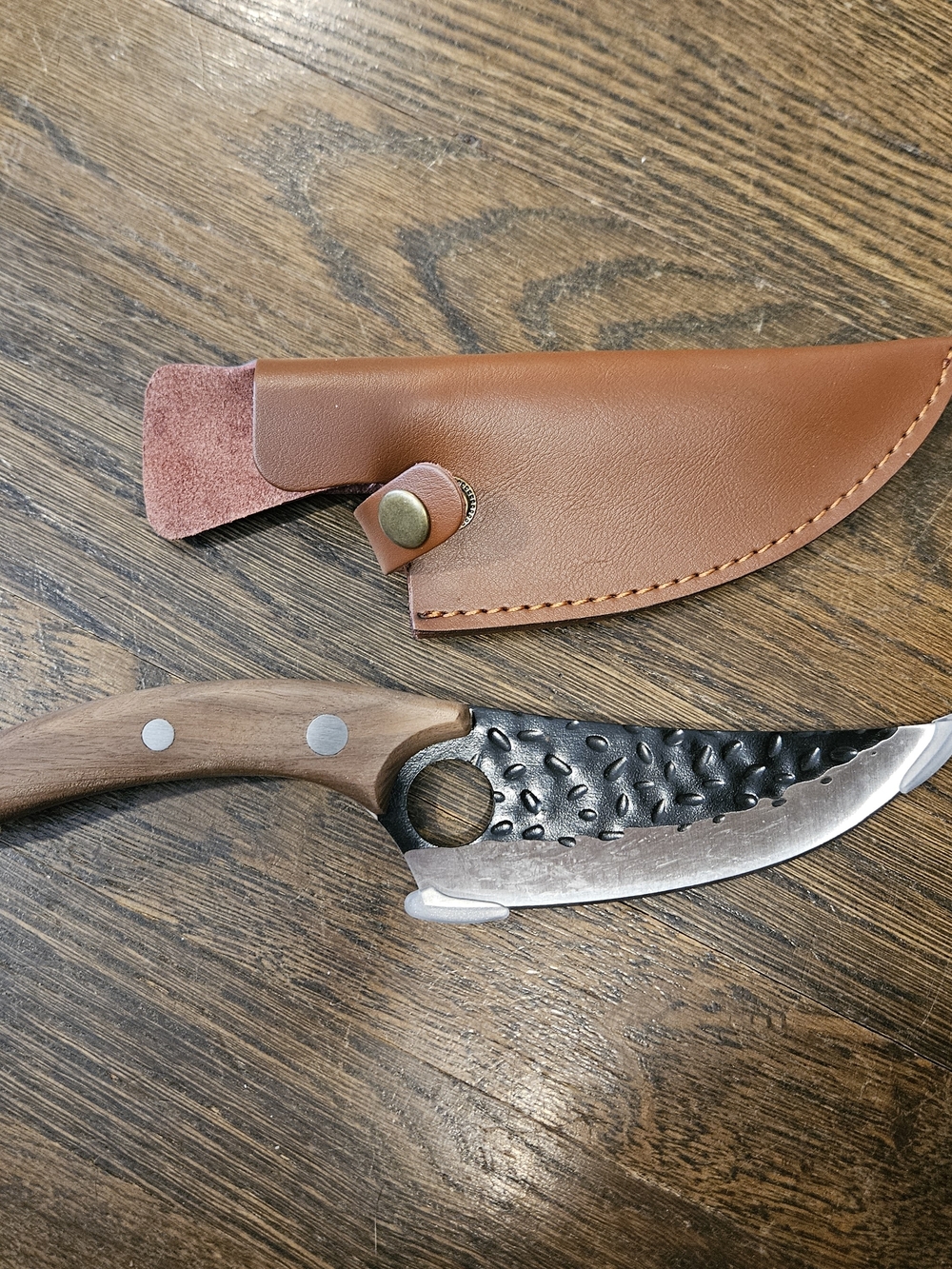 Siedo Handcrafted Brown Wood Carbon Steel Japanese Senjutsu Butcher Knife